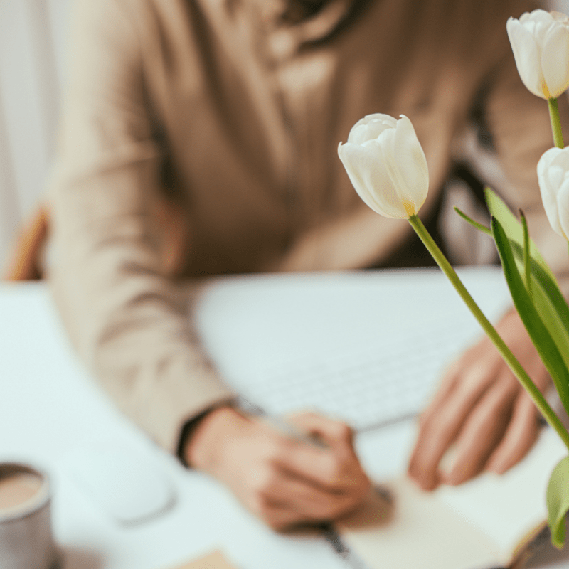 An image of a person writing, representing the Mentorship landing page.